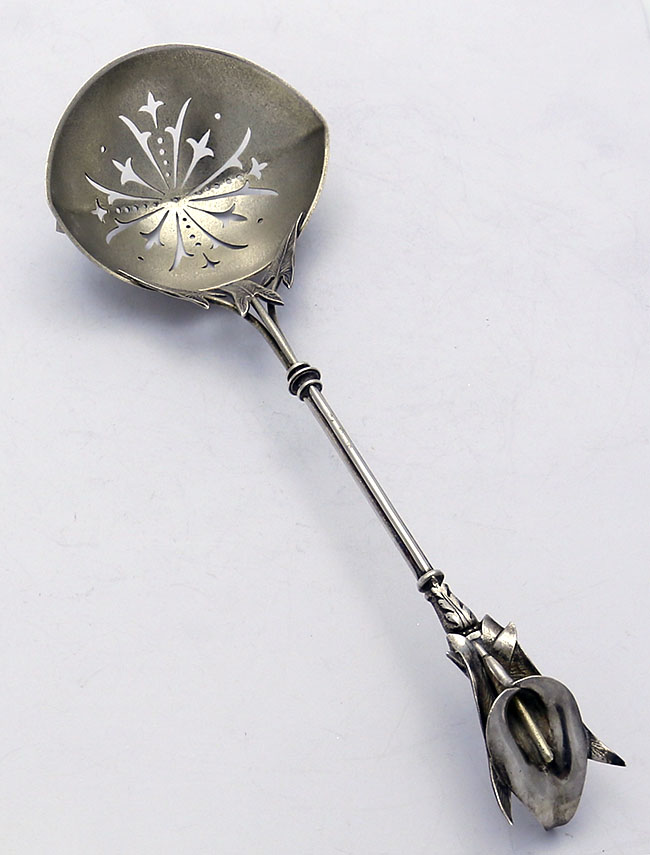 Whiting antique sterling cala lily sifter spoon